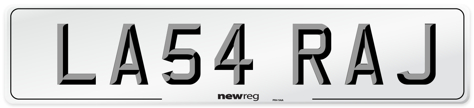 LA54 RAJ Number Plate from New Reg